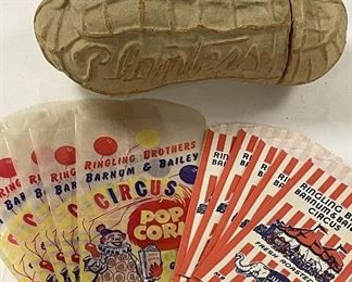 Planters Peanut Paper Mache Container, Circus Peanut and Popcorn Bags