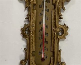 Cast Brass Thermometer with Cherub