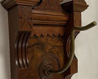 Walnut Coat Rack, Brass Hook