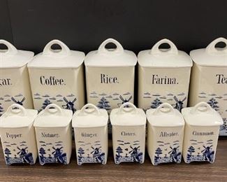 German Blue Delft Canister Set