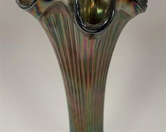 Blue Carnival Glass Vase