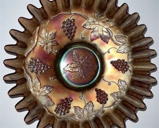 Amethyst Carnival Glass Fenton "Vintage Leaf" Bowl