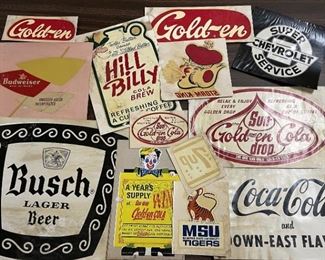 14 Old Vintage Advertising Decals/ Transfers, Coca Cola, Anheuser Busch, Chevy