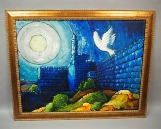 Haim Sherrf (Israeli-Canadian, 20th Century) Dove Of Peace Print On Canvas, Framed, 56" W x 44" H