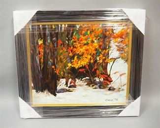 Redina Tili (Albanian, 1970- ) White Path Version IX Oil On Canvas, Framed, 29.5" W x 26" H