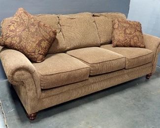 Broyhill 3-Cushion Sofa, 31" x 87" x 37", With Throw Pillows, Qty 2