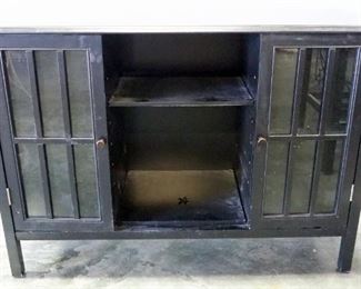 Console Media Cabinet With Glass Panel Doors, 30" x 43" x 16"