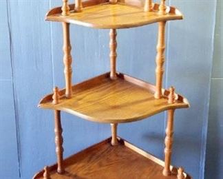 Tiered Wood Corner Shelf, 49" x 24" x 17"