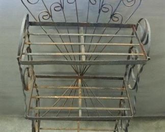Tiered Metal Plant Stand, 42.5" x 18" x 11", And Metal Ivy Leaf Plant Stand, 21" x 8" x 8"
