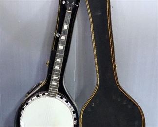 1970s Iida 225 Resonator Banjo In Mahogany, Includes Carrying Case, Missing 1 String