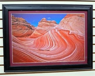 Drawing Of The Wave In Kanab, Utah, Signed By Artist In LR, Framed Matted Under Glass, 29.5" W x 21.75" H