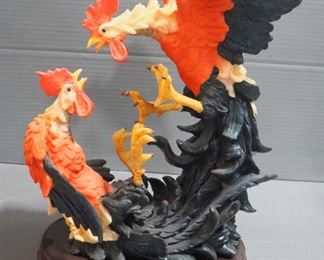 Young Resin Chicken Figurines, Qty 3, Sculpted Metal Chicken And Shelf Sitters, Qty 2