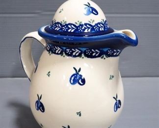 Boleslawiec Polish Pottery Tea Pot With Warmer, Sugar Bowl, And Creamer