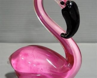 Art Glass Flamingo Figure, 6" Tall