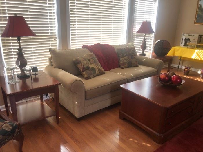sofa sold but the end tables and coffee table are available
