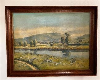 Framed landscape painting 