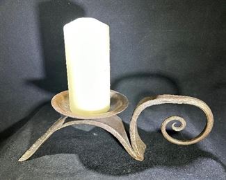 Heavy rustic iron candle holder 