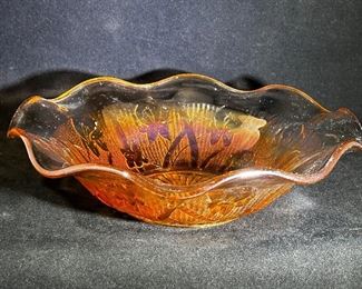 Iridescent Carnival glass bowl