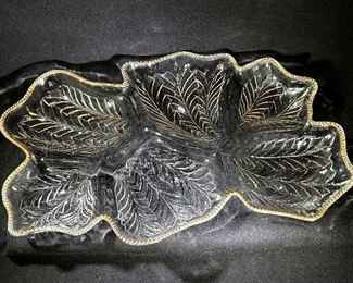 Vintage gold accented foliage inspired divided dish