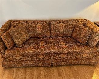 Queen sized sleeper sofa with tapestry upholstery 