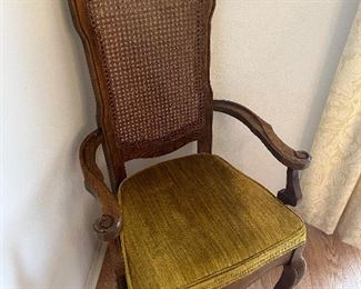 Stanley furniture upholstered cane-back chair 