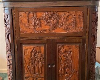 Buffet/Bar
Very unique Buffet/Bar - engraved wood throughout