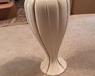 Handmade white poetry vase with gold accents