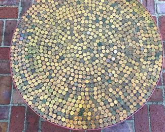 Home Made Decorative Outdoor Table
Home made table made from a wire spool with top covered with pennies and sealed with resin.&nbsp;
