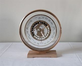 Linden Quartz World Clock, no battery.  7 3/4” diameter, 8 1/2” tall.