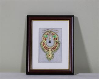 Framed Art, Jeweled Necklace, 10” by 8” overall, image 5 1/2” by 3 3/4”