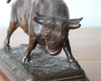 Bronze Figure of a Bull, Signed F. F. Ziegler (1869 - 1934), for Gorham, 14” long, 6 1/4” tall, 5 1/2” deep.