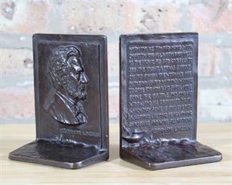 Antique Bronze Abraham Lincoln Bookends