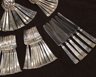 Over 90 pieces of Alan Adler's Modern Georgian flatware, service for 12, with 23 teaspoons