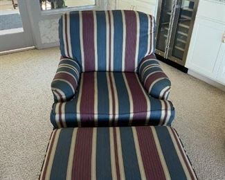 One of Two Upholstered Chairs also matching Ottoman