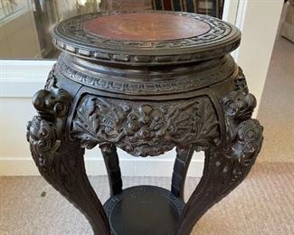 Carved Awesome Asian Antique Ornate, Pedestal Stand