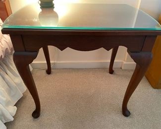French Provincial? Glass-Top End Table