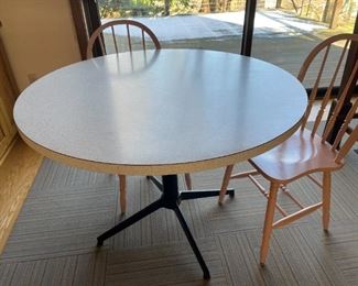 MCM Formica Top Dinette Table--& Painted Vintage Wooden Chairs