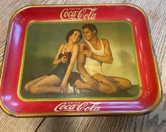 Beautiful, Original Johnnie Weissmuller & Maureen O'Sullivan "Coca-Cola" Metal, Coke Tray