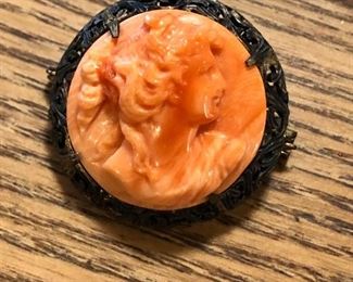 High Relief Antique Coral Cameo