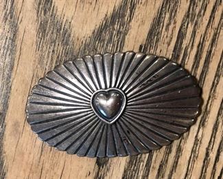 Signed A Cadman Sterling, Native American Brooch, Radiating Heart