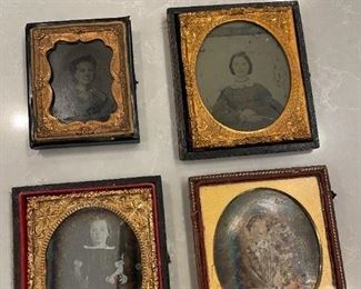 Daguerreotype Glass Photos--3 Women 1Little Girl--All half-cases