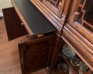 #21	Drexel Lighted China Cabinet w/2 glass shelves w/pull-out server & 1 drawer & 4 wood doors, and 4 glass doors top - 69x17x31-82 - 2 pc.  You Move	 $276.00 			
