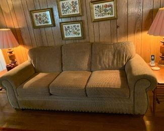 #26	Taupe Colored Sofa w/nailhead Trim - w/attached back cushions - 91" L	 $200.00 			
#27	Taupe Colored Loveseat w/nailhead Trim - 66"L	 $175.00 			
