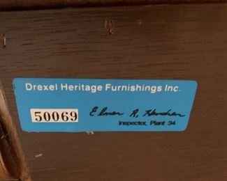 #47	Drexel Entry Table w/Smoked glass Back w/spindles - 60x15x29 and Matching Arch top  Mirror 27x53	 $175.00 			
