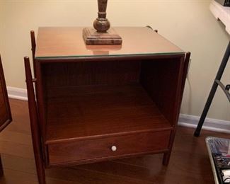 #56	Drexel Side Table w/drawer & Shelf w/side Spindles w/glass protect - 24x15x23	 $200.00 			
