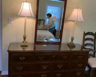 #76	Drexel w/7 drawers & Mirror w/glass protect top - 66Wx19Dx32T - Beveled Mirror   36x48	 $275.00 			
 			
