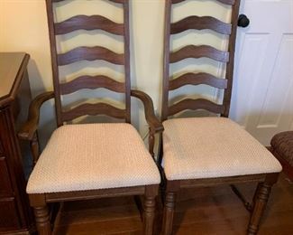 #81	Set of 2 Highback Slat Back Dining Chairs, 1 with arms, 1 w/o arms	 $40.00 			
