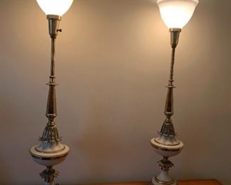 #91	Pair of Stiffel Buffet Lamps - 39" Tall	 $75.00 			
