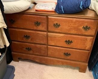 #104	Wood 6 drawer chest of drawers (as is finish) - You Move upstairs - 43x18x32	 $40.00 			
