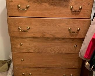 #105	5 drawer oak Chest of Drawers - 33x20x47 - upstairs - You Move	 $40.00 			
